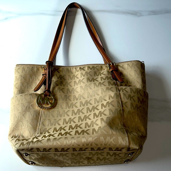 MICHAEL Michael Kors Handbags - MICHAEL Michael Kors Beige and Brown Shoulder Bag